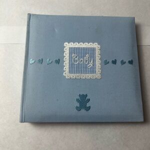 FETCO Blue Baby Photo Album with Heart and Bear Design